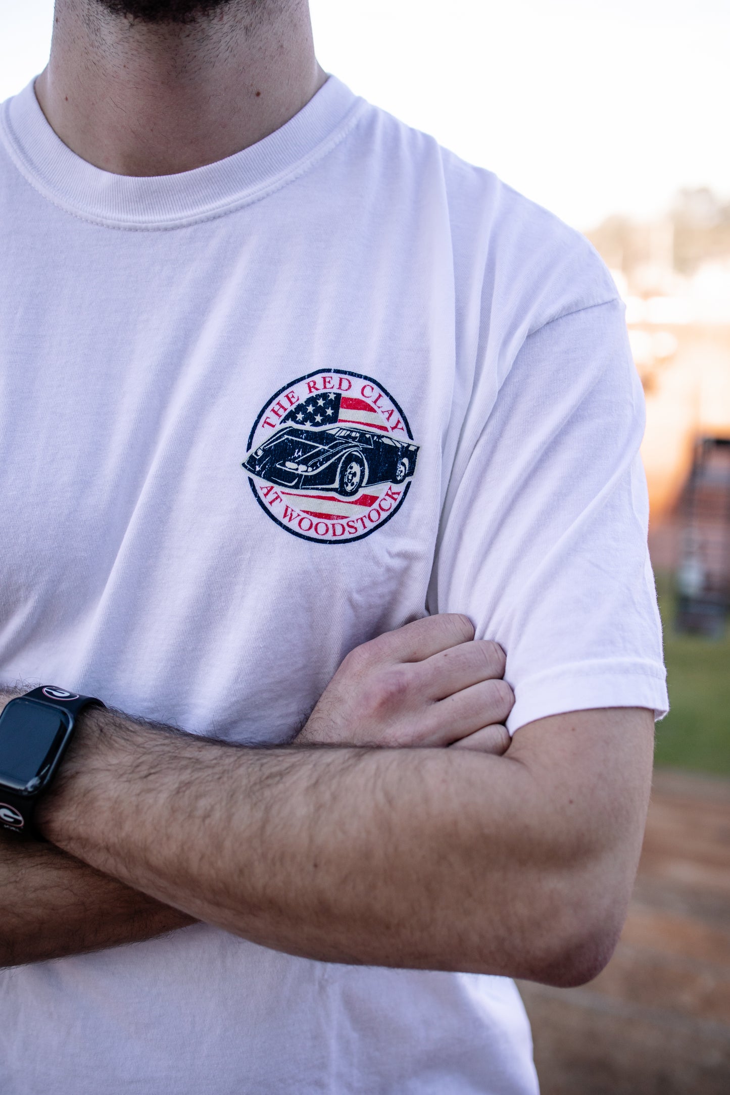 Dixie Speedway Race Track American Tradition Tee in White