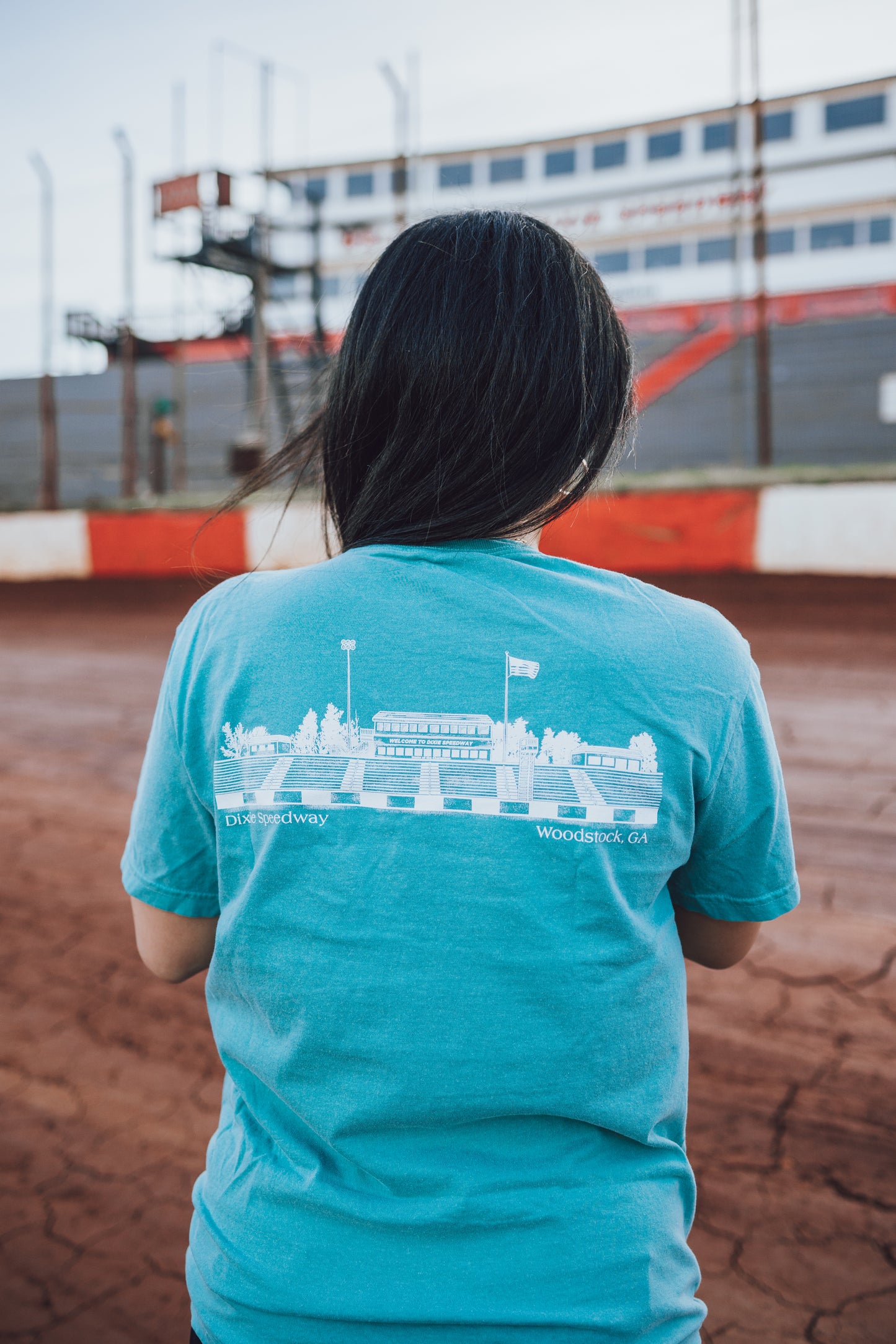 Dixie Speedway Race Track Tee Seafoam Green