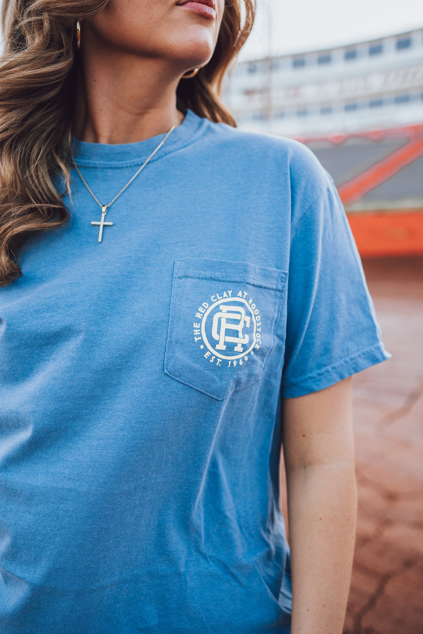 Dixie Speedway Race Track Mural Tee in Blue