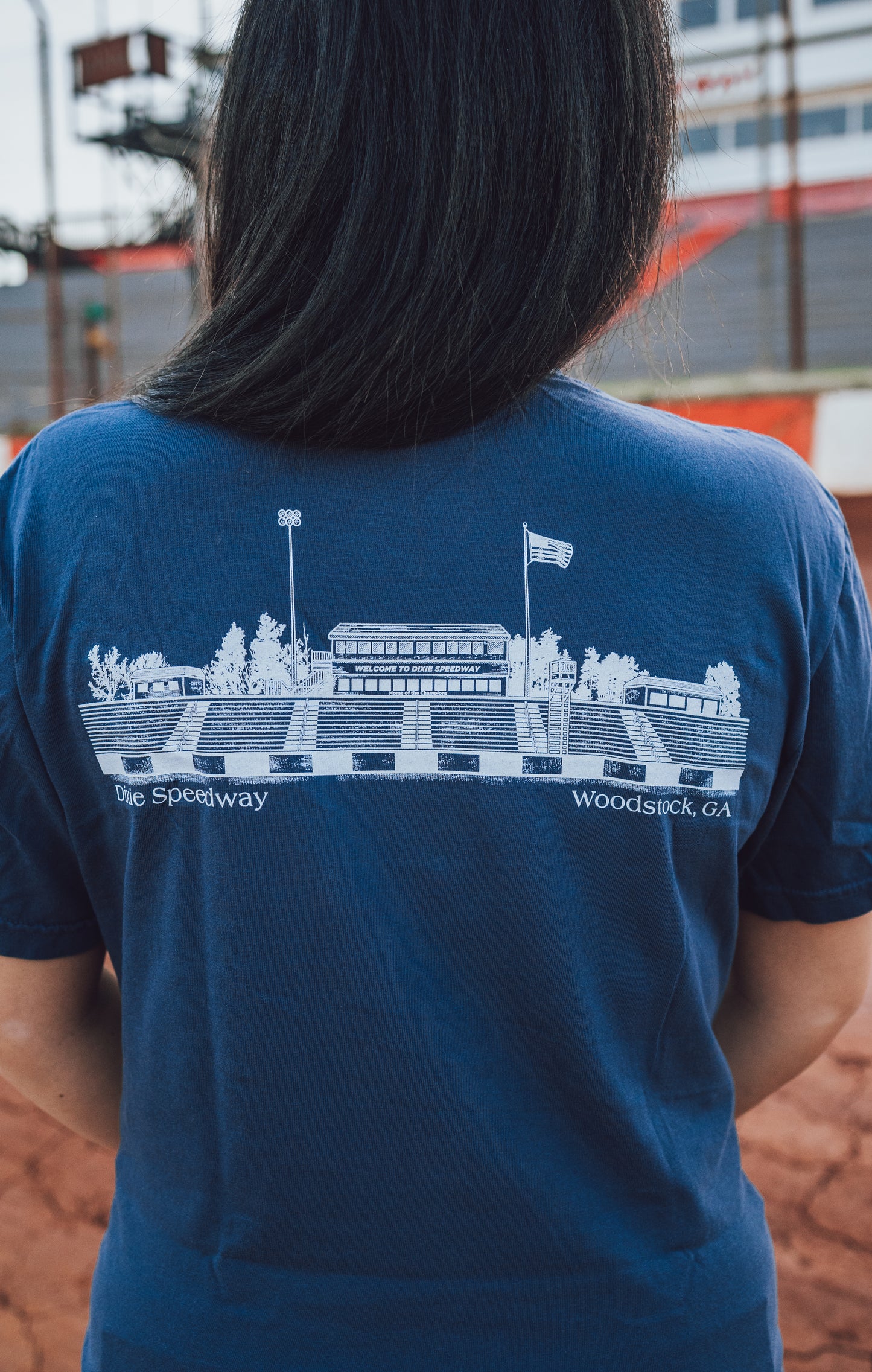 Dixie Speedway Race Track Tee Navy Blue