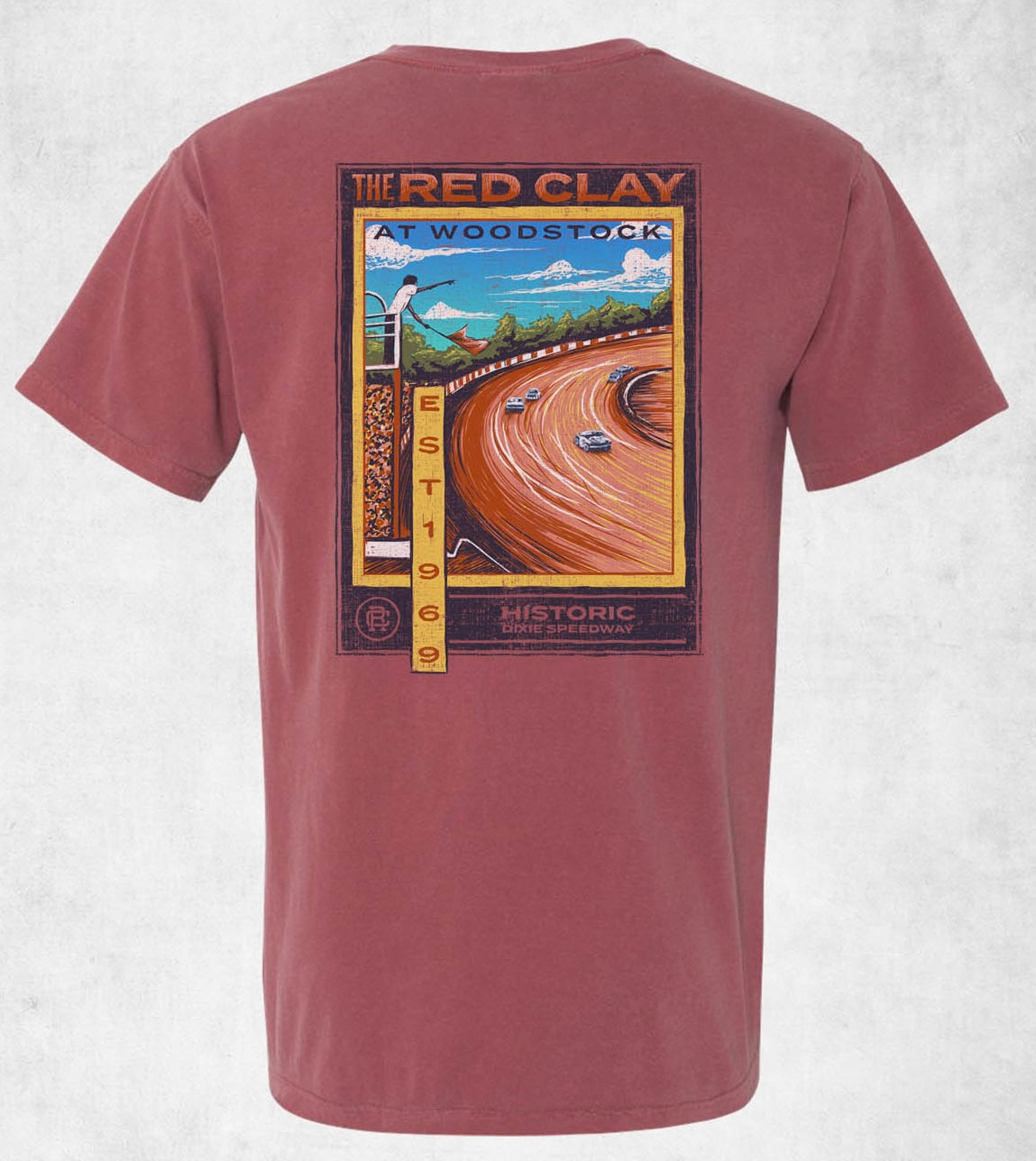 Dixie Speedway Race Track Mural Tee in Red
