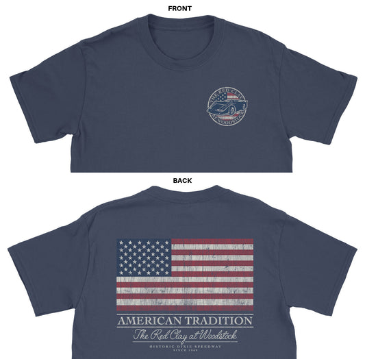 Dixie Speedway Race Track American Tradition Tee in Blue